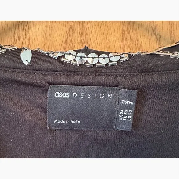 ASOS Curve Black Blazer/Mini Dress with beading &n sequines - Picture 4 of 7